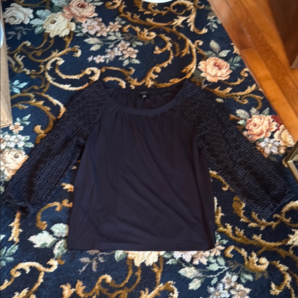 Talbots Lace Embellished Sleeve Blouse- worn about 3x